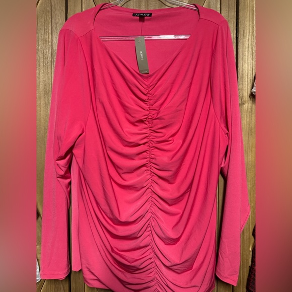 NWT Elegant Pink Ruched Top J Crew Plus Size 3x - Picture 1 of 3